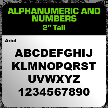 2" Tall Alphanumeric Vinyl Decal Sets | Letters A-Z & Numbers 1-10