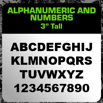 3" Tall Alphanumeric Vinyl Decal Sets | Letters A-Z & Numbers 1-10
