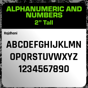 2" Tall Alphanumeric Vinyl Decal Sets | Letters A-Z & Numbers 1-10