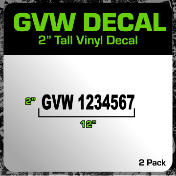 Small Gross Vehicle Weight (GVW) Decal Package (2 Pack) 12"x2"