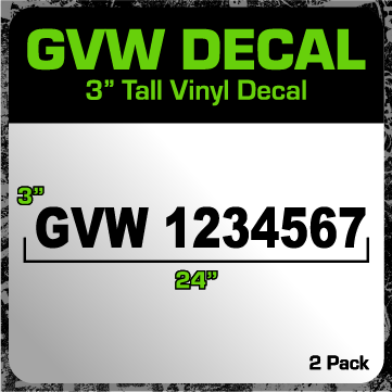 Large Gross Vehicle Weight (GVW) Decal Package (2 Pack) 24"x3"