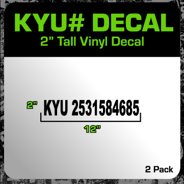 Small Kentucky (KYU) Number Decal Package (2 Pack) 12"x2"